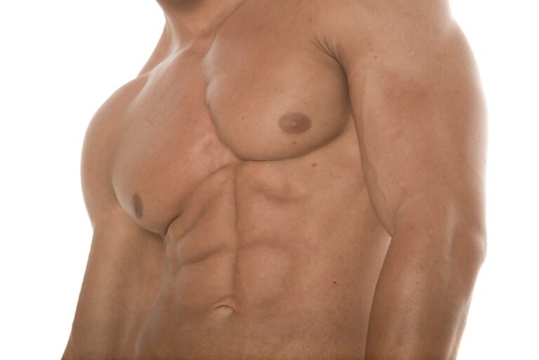 close up of a very muscular man