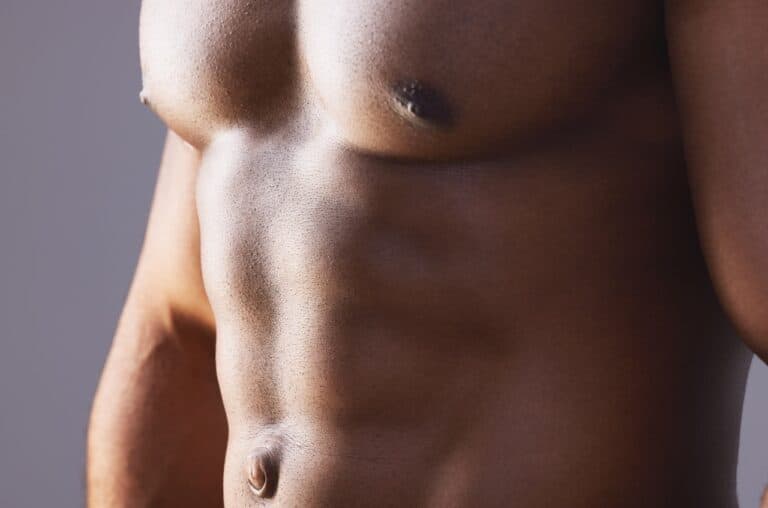 close up of african american man's chest