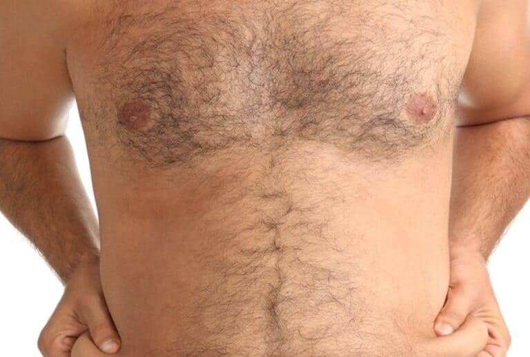 close up of a man's hairy chest